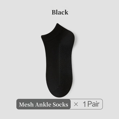1/4/7 Pairs Men's Mesh Breathable Ankle Socks & Crew Socks - Lightweight Cotton Low Cut No Show Socks for Sports, Spring Summer