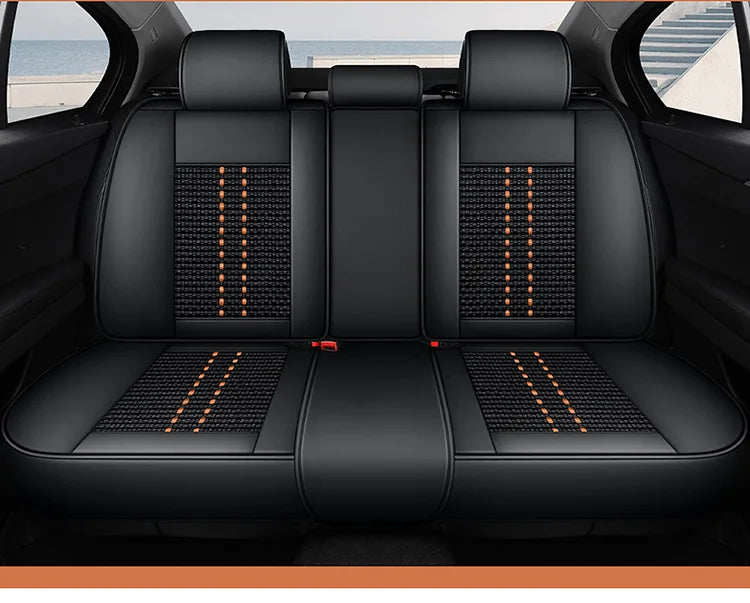 Universal Auto Split Seat Car Full Seat Cover Breathable Ice Silk Nappa Leather Car SUV Cushion Full Seats Cover Protection