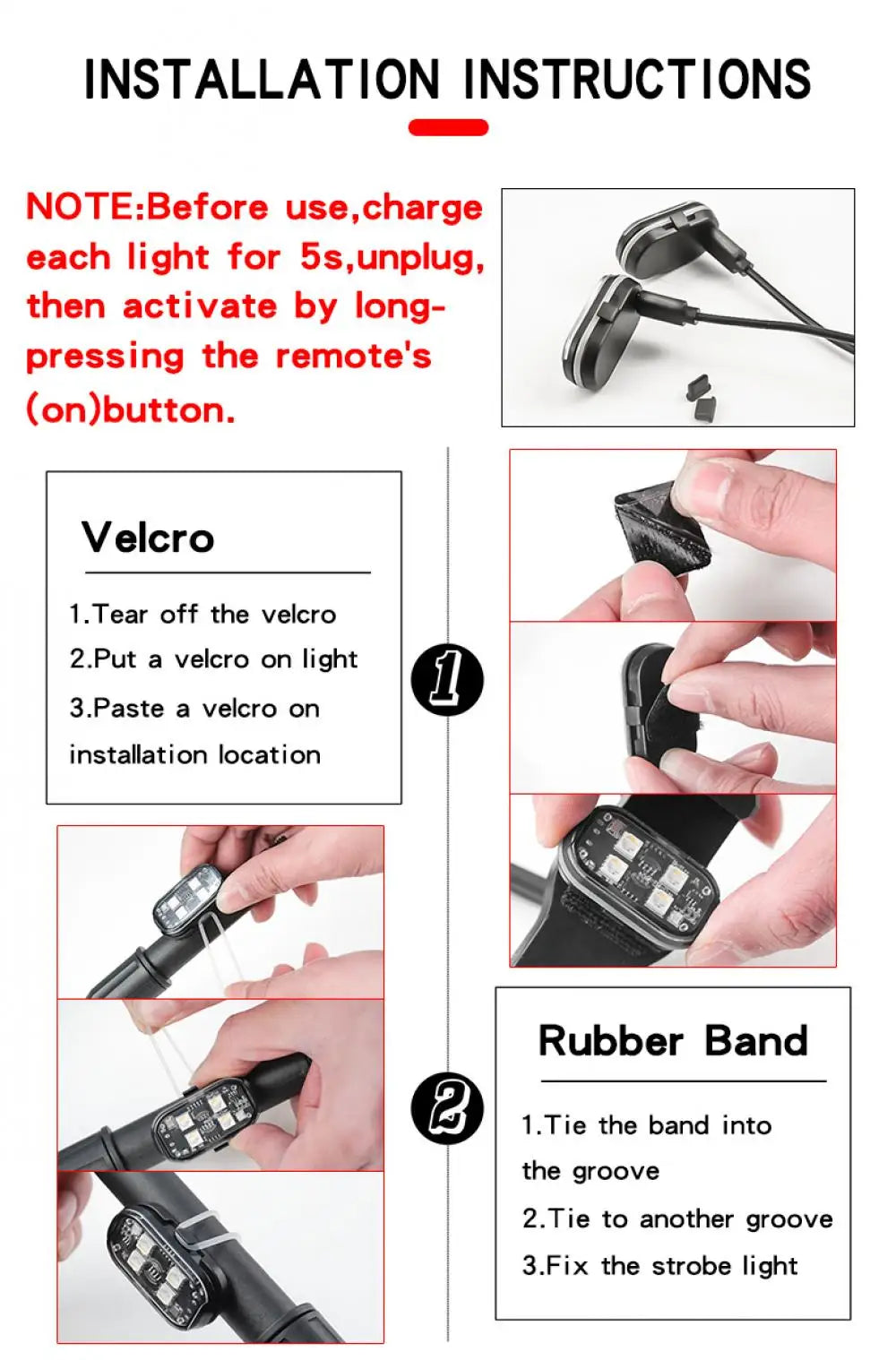 Rechargeable Wireless Light Aircraft Airplane Helicopter Warning Lights RGB Led Motorcycle Strobe lights LED Flash Light