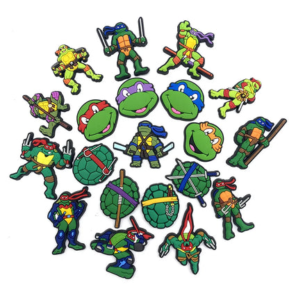 16-100PCS Green Cartoon Shoe Charms For Clogs Diy Shoe Decorations Accessories PVC Buckle Decorate Boy Birthday Party Gift