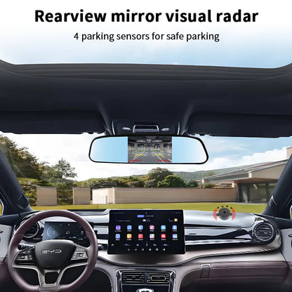 Rearview Mirror Reverse Radar 4 Probes Anti-dazzling Original Fit Parking Monitor Detector Auto Safety Auxiliary System
