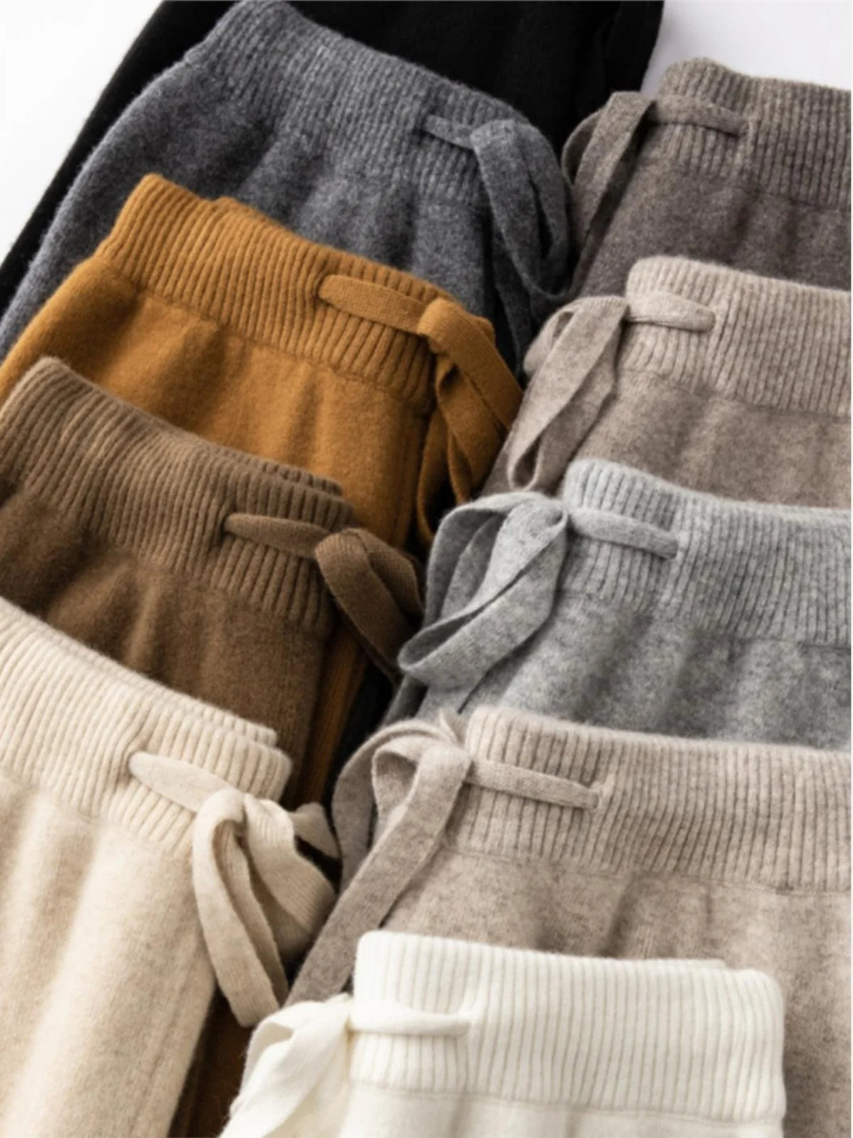 Autumn Winter Thickened Wool Wide Leg Pants Women Drapey Outerwear Knitted Loose Straight Casual Small Size Floor Length Pants