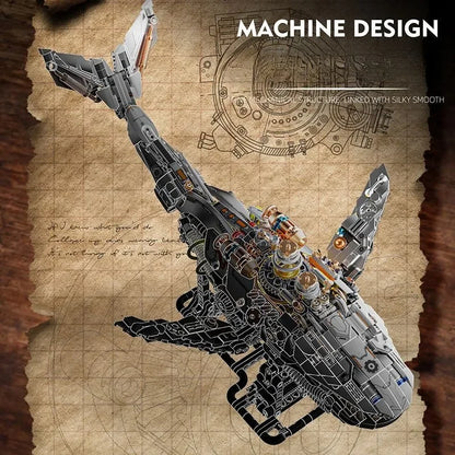 DIY Building block semi-mechanical Whale Assembly Science Teaching Children's Building Block Toy Model (1388 particles)