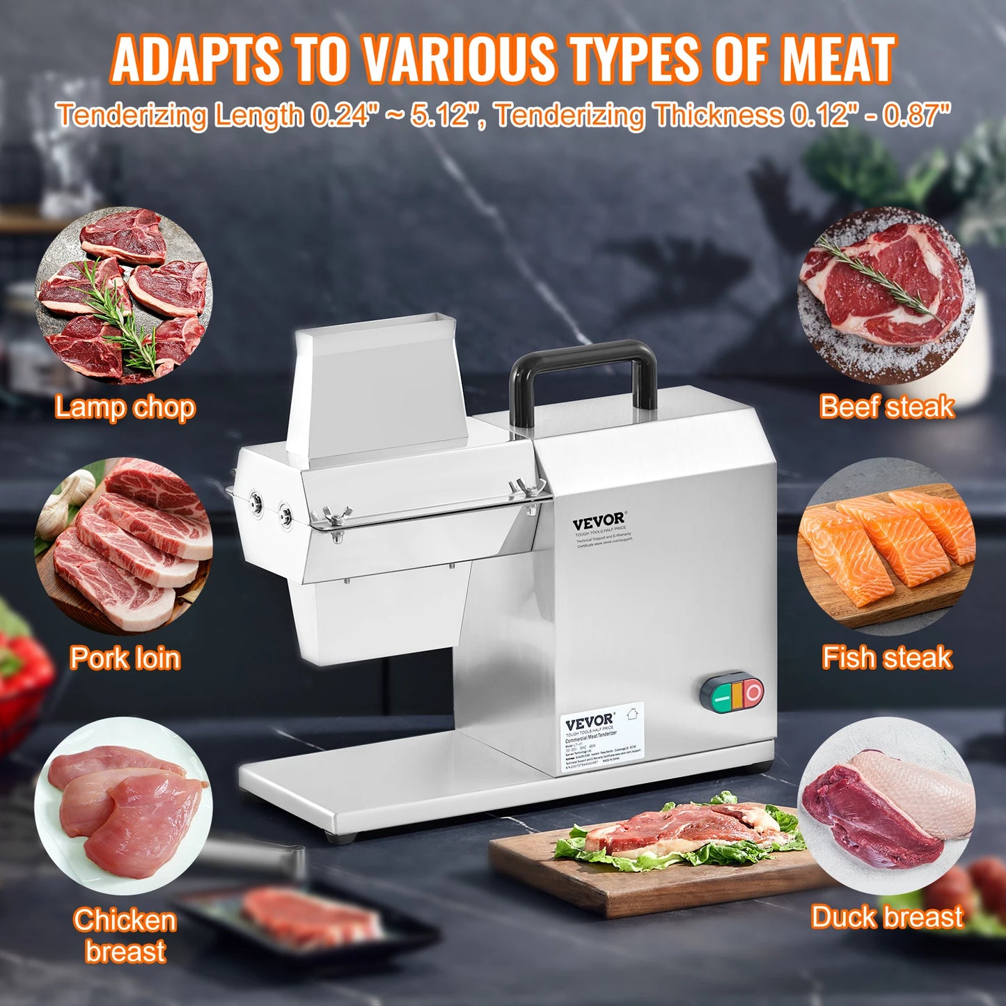 SucceBuy17inch 54Blades Commercial Meat Tenderizer 450W Electric Meat Tenderizer Machine for Pork Chicken Fish