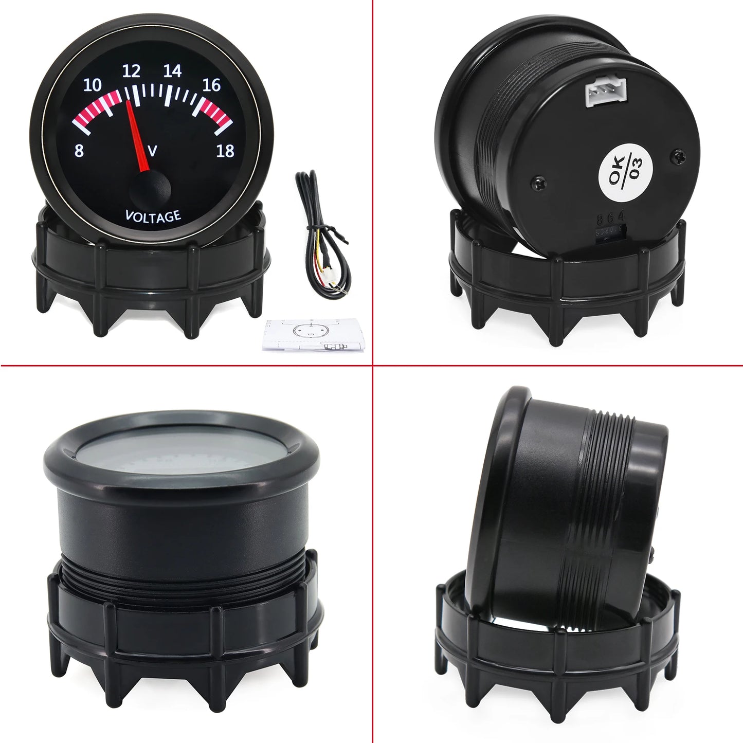 2'' 52mm Racing Car Indicator Water Temp Gauge Oil Temp Meter Voltmeter Oil Press Vacuum Boost Air Fuel Ratio EGT Instrument