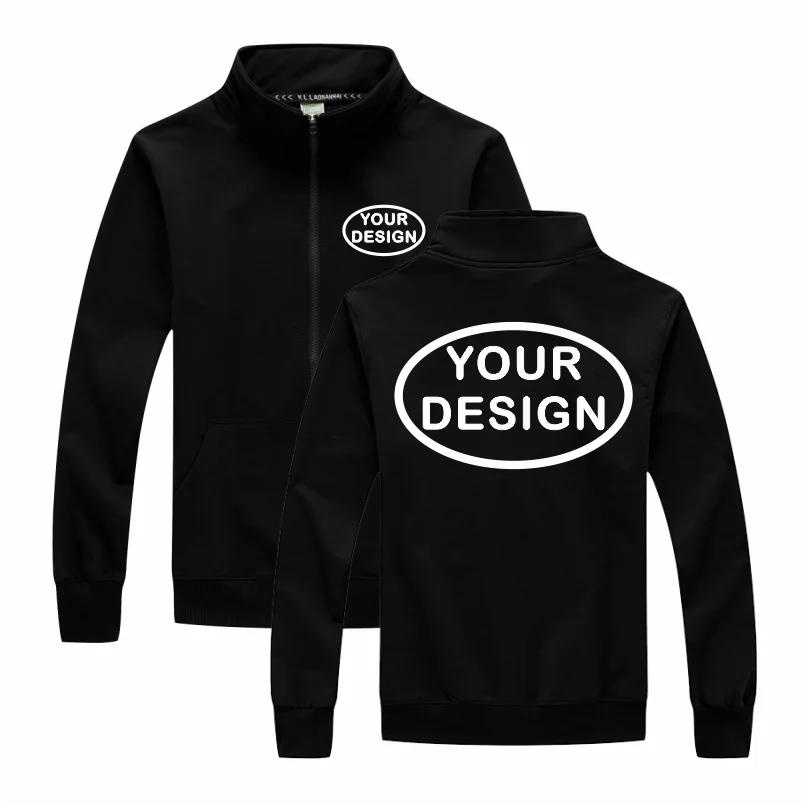 Customized LOGO Men's Thin Jacket Embroidered Printed Zipper Coat Spring and Autumn Street Stand up Collar Cardigan Hoodie