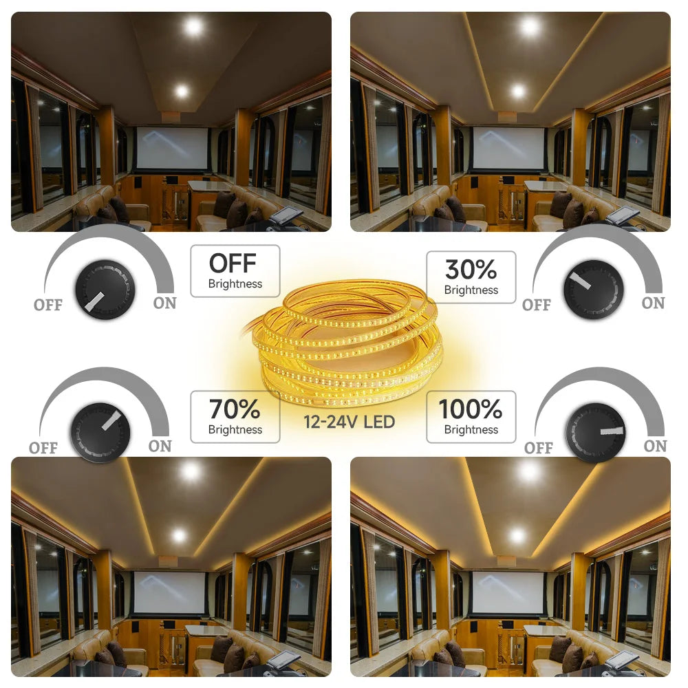 Toggle Switch Multi-Functions Silver Aluminum Panel LED Dimmer Switch 12V 24V for RV Dual Port USB QC3.0  Cigarette Lighter