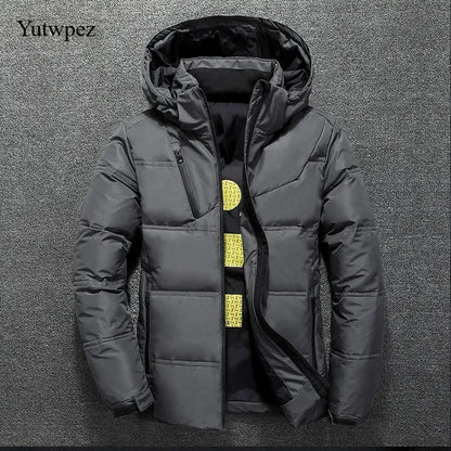 White Duck Down Jacket Men Winter Men's Coat Windproof Removable Cap Parkas Solid Color Outdoor Casual Hooded Overcoat Clothes