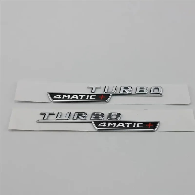 2pcs Car Letters Fender Trim Badge Turbo 4matic Emblem Sticker For Mercedes A45 Cla45 Amg C117 Gla45 Gle53 X247 Accessories