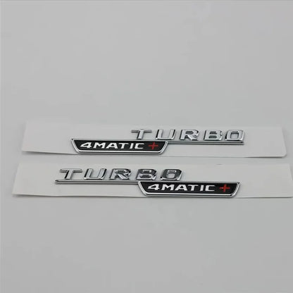 2pcs Car Letters Fender Trim Badge Turbo 4matic Emblem Sticker For Mercedes A45 Cla45 Amg C117 Gla45 Gle53 X247 Accessories