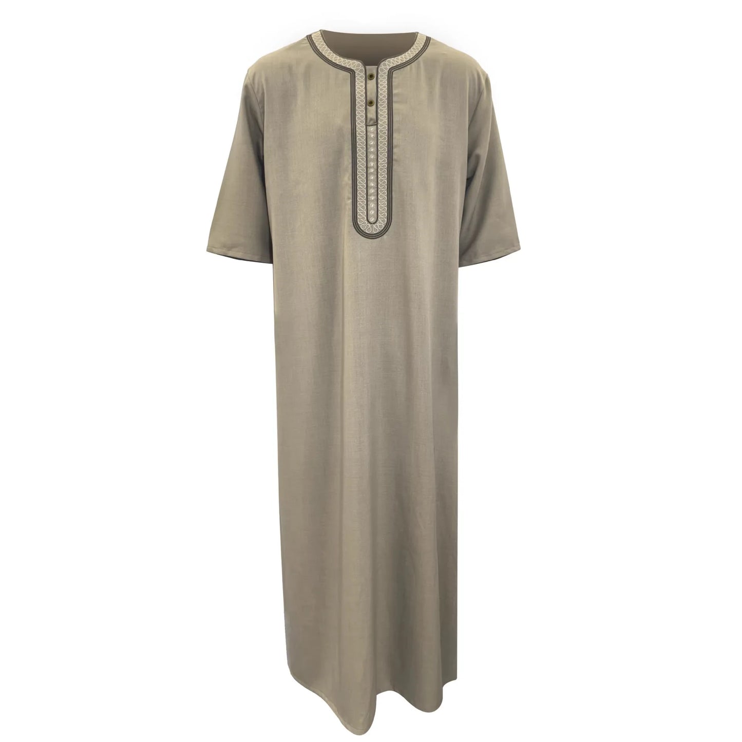 2026 New Model Men's Long Robe With Embroidery And Side Pockets Muslim Long Dress Robe Abaya Ramadan Dubai Luxury Islam Elegant
