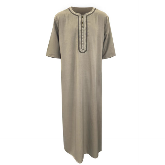 2026 New Model Men's Long Robe With Embroidery And Side Pockets Muslim Long Dress Robe Abaya Ramadan Dubai Luxury Islam Elegant