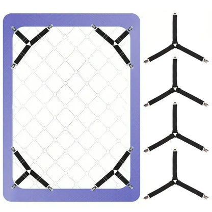 4Pcs Bed sheet strap, adjustable elastic fastener, with metal clip, fixed and fixed bed frame, easy-to-install strap mattress
