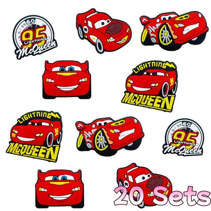 10PCS McQueen Series Shoe Charms For Clogs Cartoon Shoes Accessories Decoration For Sandal Boy Girl Party Gift Favors