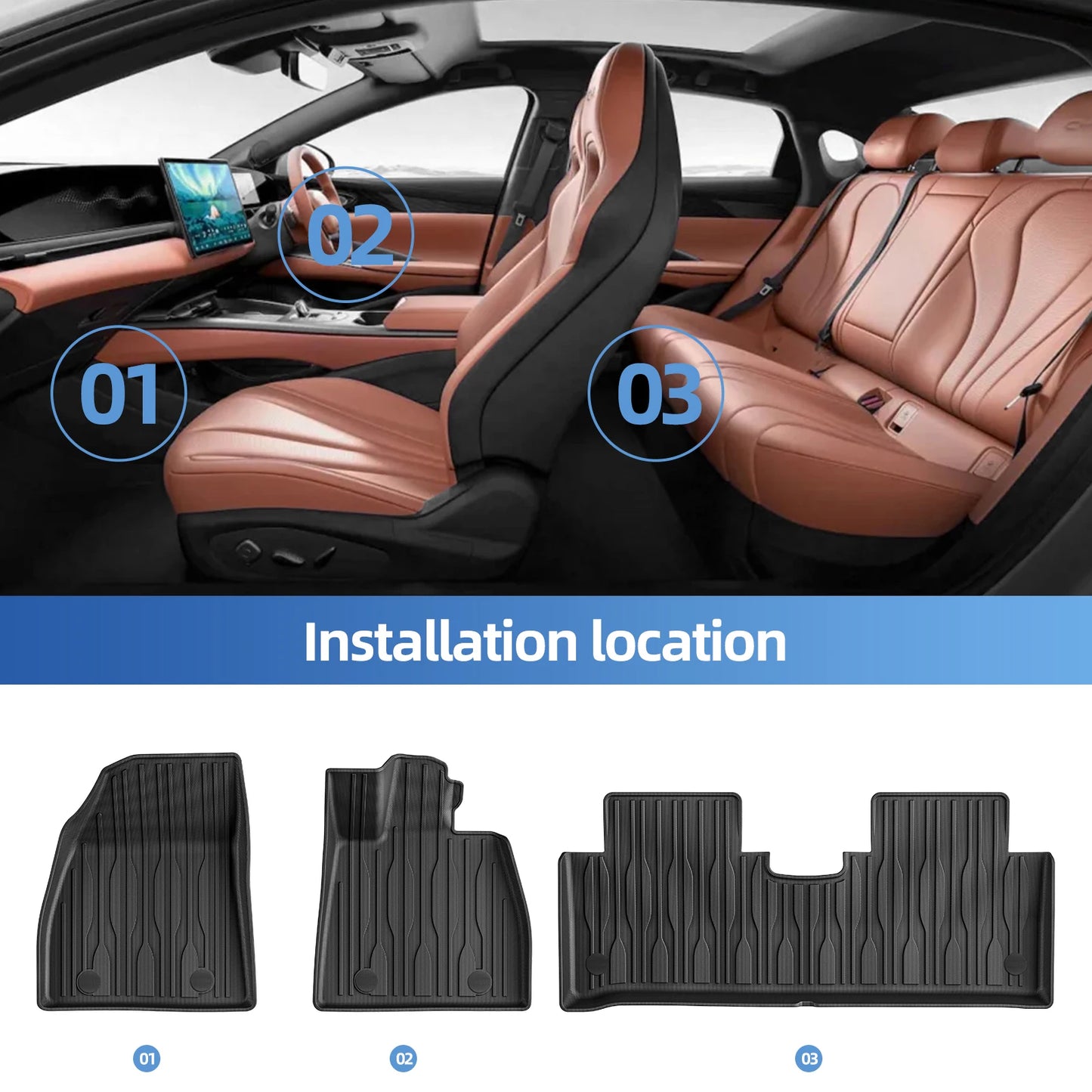 RHD for BYD Seal 2022-2025 (Right Hand Drive only) Car Floor Mats TPE 3D Foot Mat Waterproof All Weather Accessories Black