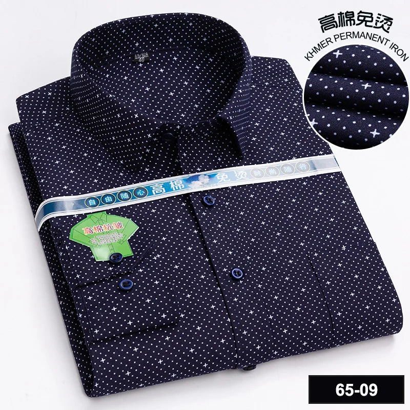 Men's Long Sleeve Casual Shirts Fashion Print Cotton Standard Fit Button Pocket Soft Shirts For Man Office Business Dress New