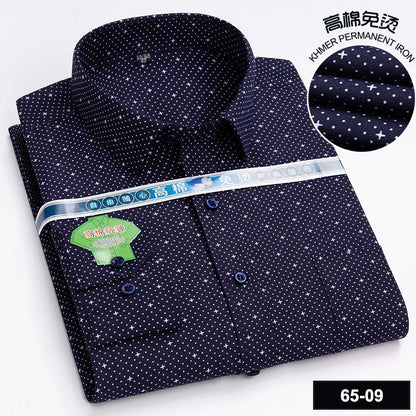 Men's Long Sleeve Casual Shirts Fashion Print Cotton Standard Fit Button Pocket Soft Shirts For Man Office Business Dress New