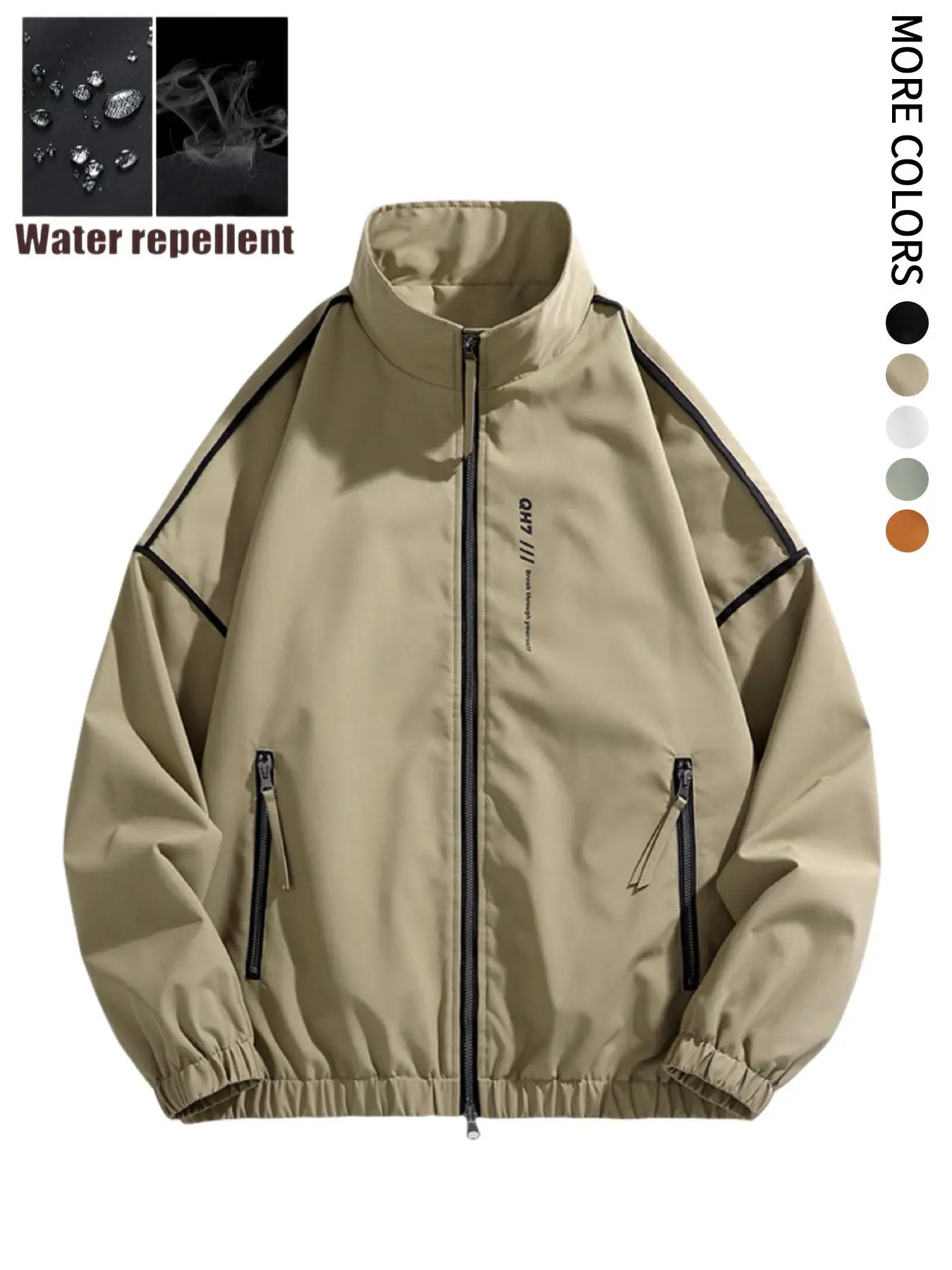 Men's Jacket, Casual Sports Jacket, Multi-Zip Pocket Jacket, High-Quality Windproof, Waterproof, Wear-Resistant and Breathable Fabric, Casual, Outdoor, Hiking, Mountaineering, Camping, Multi-Scenario Use, Men's Loose Jacket