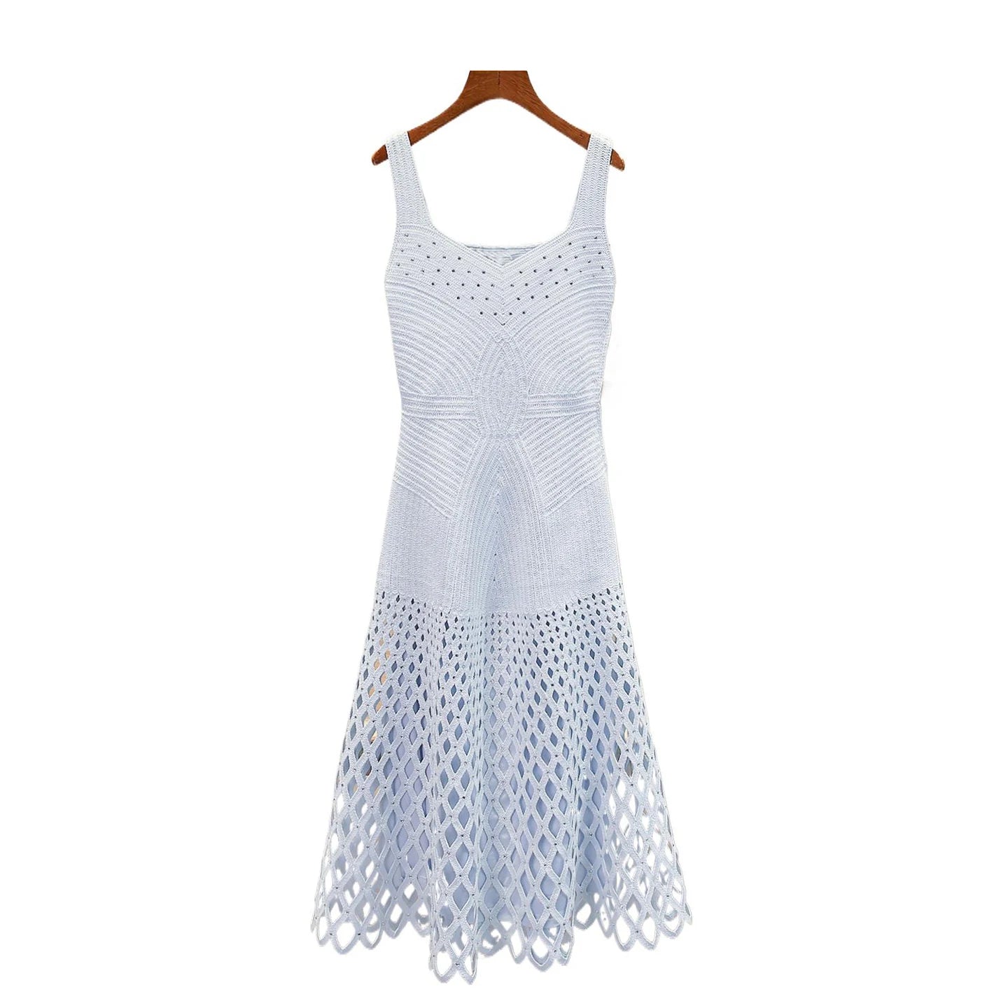 M Home Nan You High End Women's Spring 2026 Lantern Sleeve Rhinestone Knitted Jacket Strap Dress Set Fashionable Commute Style