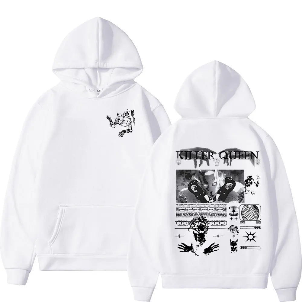 Anime Jojo Bizarre Adventure Hoodies Killer Queen Graphic Men Women Casual Sweatshirts Oversized Long Sleeves Fleece Pullovers