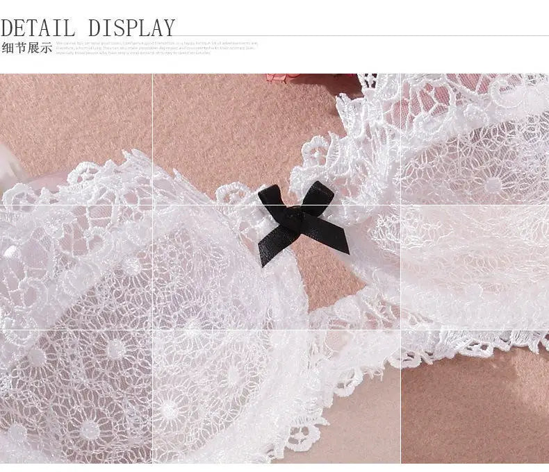 Women New Fashion Sweet Spicy Lace Lingerie Set Ultra Thin Half Cup Push Up Bra Soft Underwire Comfortable Top