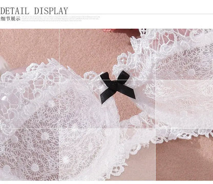 Women New Fashion Sweet Spicy Lace Lingerie Set Ultra Thin Half Cup Push Up Bra Soft Underwire Comfortable Top