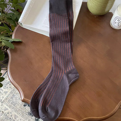 Man's Knee High Socks Calf Socks Cotton Dressing Mature Man Adult Man's Cotton Socks