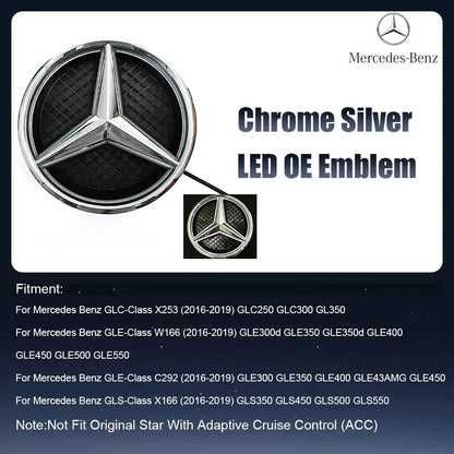 Front Grille LED Star Emblem Light Badge For Mercedes Benz GLC GLE GLS-Class 2016-2019