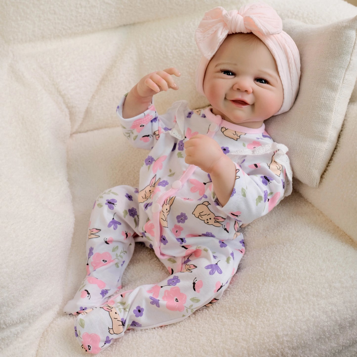 NPK 19-inch Lifelike Baby Doll Vivienne Full Body Reborn with 3D Skin Hand-Painted Hair Touch Doll Multiple Layers Painting