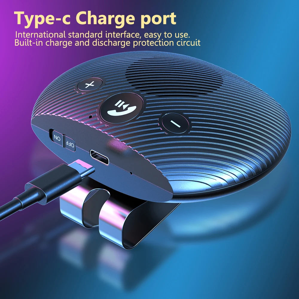 Bluetooth 5.3 Speakerphone Bluetooth-compatible Handsfree Car Kit Wireless Stereo Mp3 Music Player Car Handsfree Sun Visor Clip