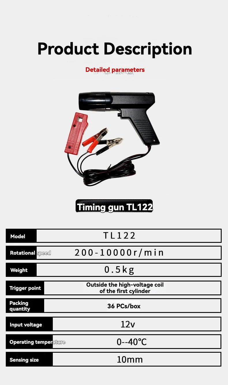 High-brightness timing gun, engine ignition timing light, automotive and motorcycle repair tools, durable handle, precise adjust
