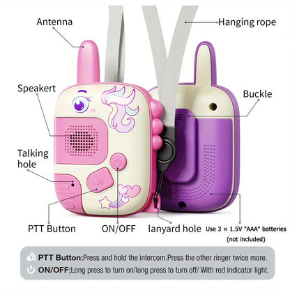 Pink Unicorn Walkie Talkies Toys with LanyardsA for Outdoor Camping Games & Birthday Christmas Toys Gifts for Boys Girls Kids