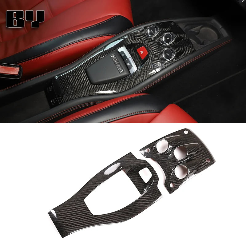 For Ferrari 458 2011-2016 black Real Carbon Fiber Car Gear Shift Window Control Panel Steering wheel Sticker Auto Accessories