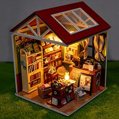 DIY Miniature Wooden Dollhouse Kit Mini House Model Handmade Assembly Craft Kit Stress Relief Desk Decor Birthday Gift For Adult