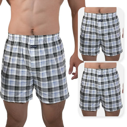 3pcs Mens High Waist Boxers Briefs 100% Cotton Plus Size Sleepwear Elastic Waistband Lounge ARO Pants Home Wear Comfort 50-140kg
