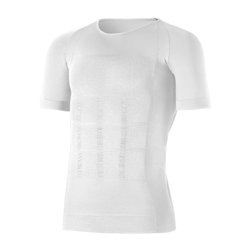 3PCS Men's Short Sleeve Body Shaper, Chest & Waist Tummy Control Slimming Compression Shirt for Sports Fitness