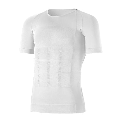 3PCS Men's Short Sleeve Body Shaper, Chest & Waist Tummy Control Slimming Compression Shirt for Sports Fitness
