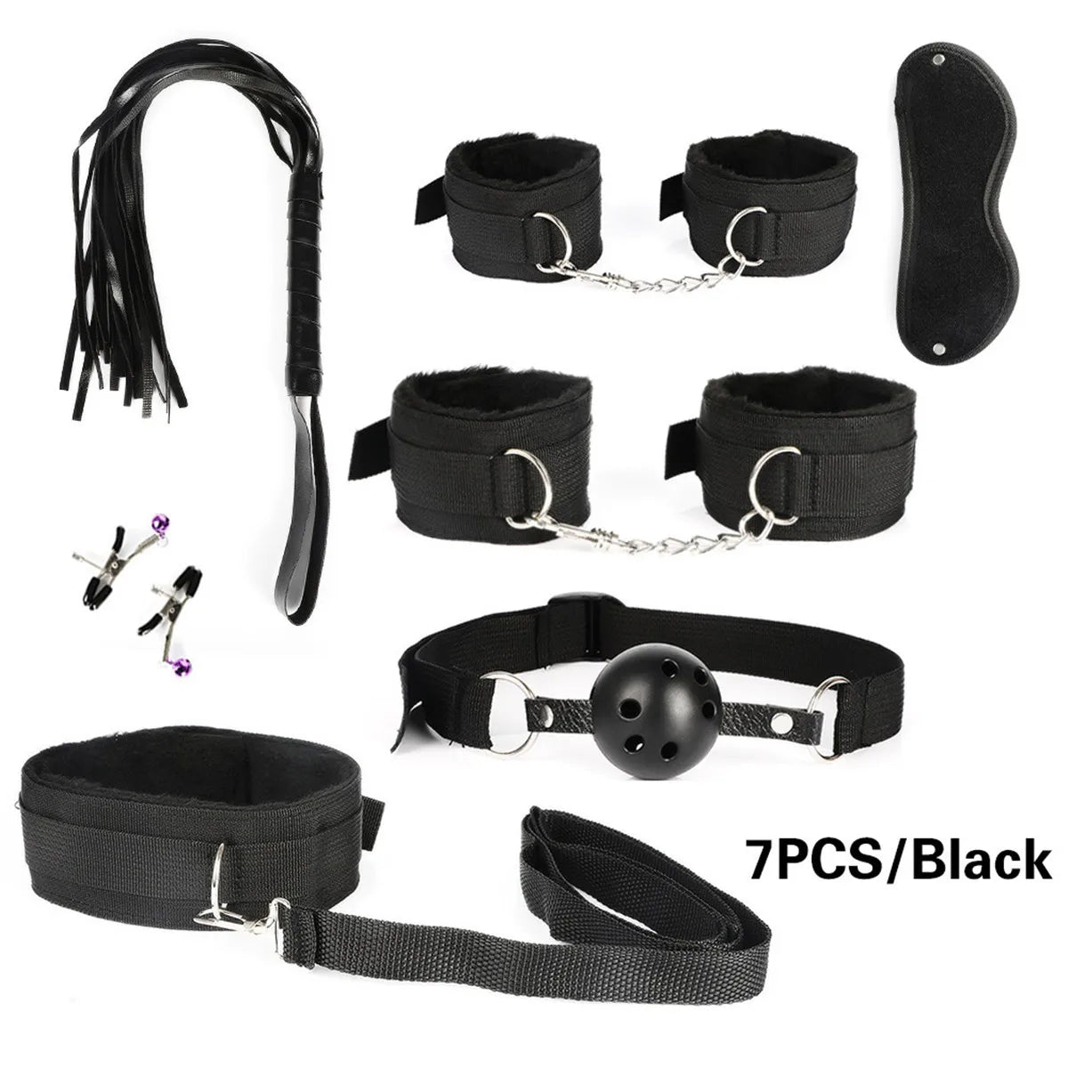 Exotic Sex Toys, Leather Plush sexy Bondage Bundle Set, Gag, Whip, Butt Plug, Sex Toys for Women, Nipple Clips, Erotic Sex Toys