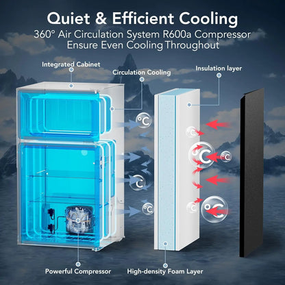 3.2 Cu.Ft Mini Fridge with Freezer, Compact Refrigerator with 2 Doors, Small Fridge with Adjustable