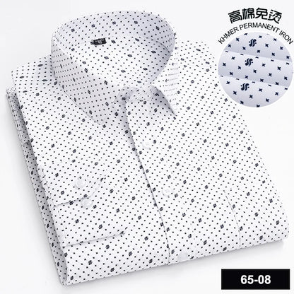 Men's High-quality Fashion Casual Print Plaid Stripe Long Sleeve Shirts Single Pocket Comfort Fit Business Formal Office Blouses