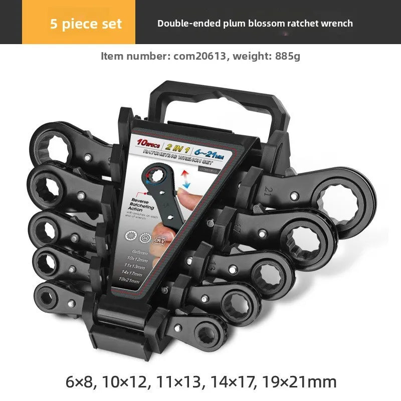Rapid Ratchet Wrench Open Double Head Two-way Ratchet Wrench Dual-Purpose Automatic Plum Blossom Labor-Saving Auto Repair Tool