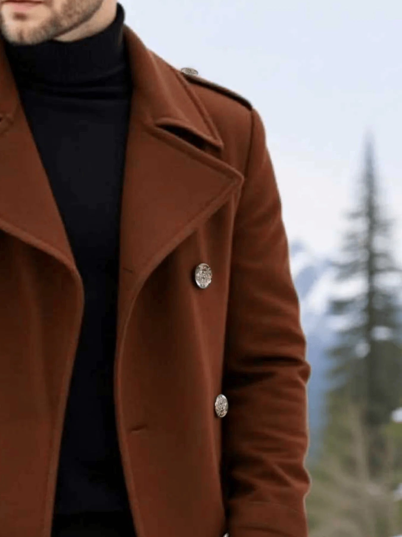 Winter Men's Solid Ocercoat: Double-Breasted Jacket In Woolenen Fabric, Thickened Lining For Ultimate Warmth - New Arrival Coats