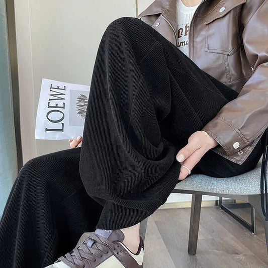 2024 Autumn/Winter New Collection Thick Velvet Pants High Waist Drop Feeling Straight Leg Casual Wide Leg Trousers