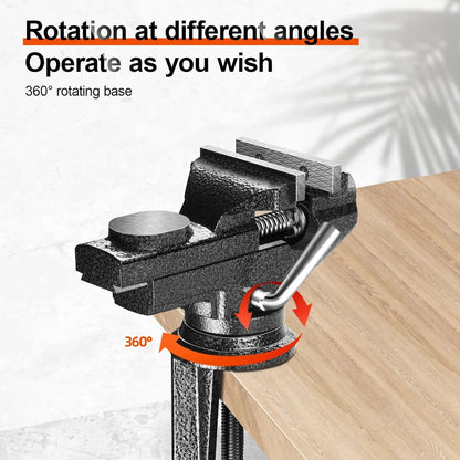 Universal Table Vise Multi-functional Portable 360° Swivel Base Clamp On Vice/Table Vise For Woodworking, Cutting Conduit, Drill
