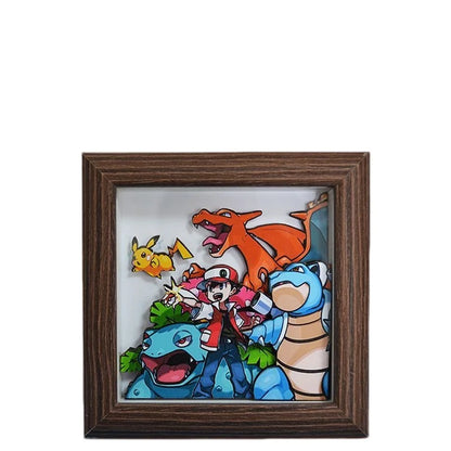 Anime Gyarados 3D Art Painting Cartoon Bulbasaur Figure Collect Picture Handmade Desktop Decora Fans Gift