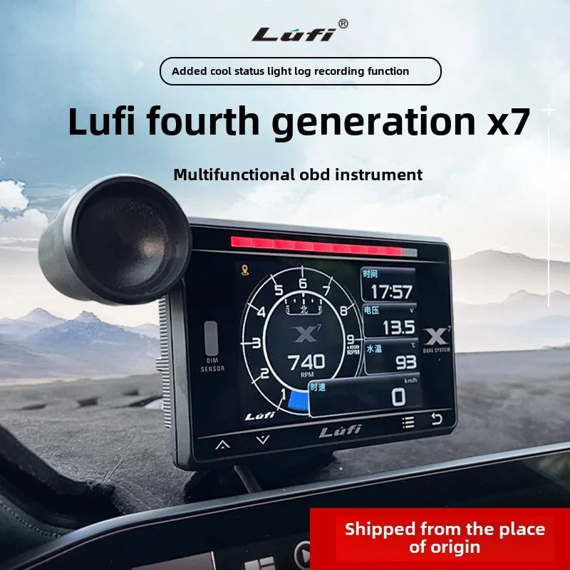 LUFI X7 4th Gen OBD Gauge Multi-Function Car Monitor for Coolant/Exhaust Temp & Turbo RPM with RGB LED Universal Diagnostic Tool