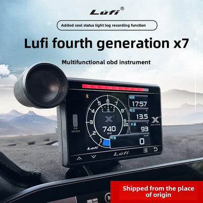 LUFI X7 4th Gen OBD Gauge Multi-Function Car Monitor for Coolant/Exhaust Temp & Turbo RPM with RGB LED Universal Diagnostic Tool