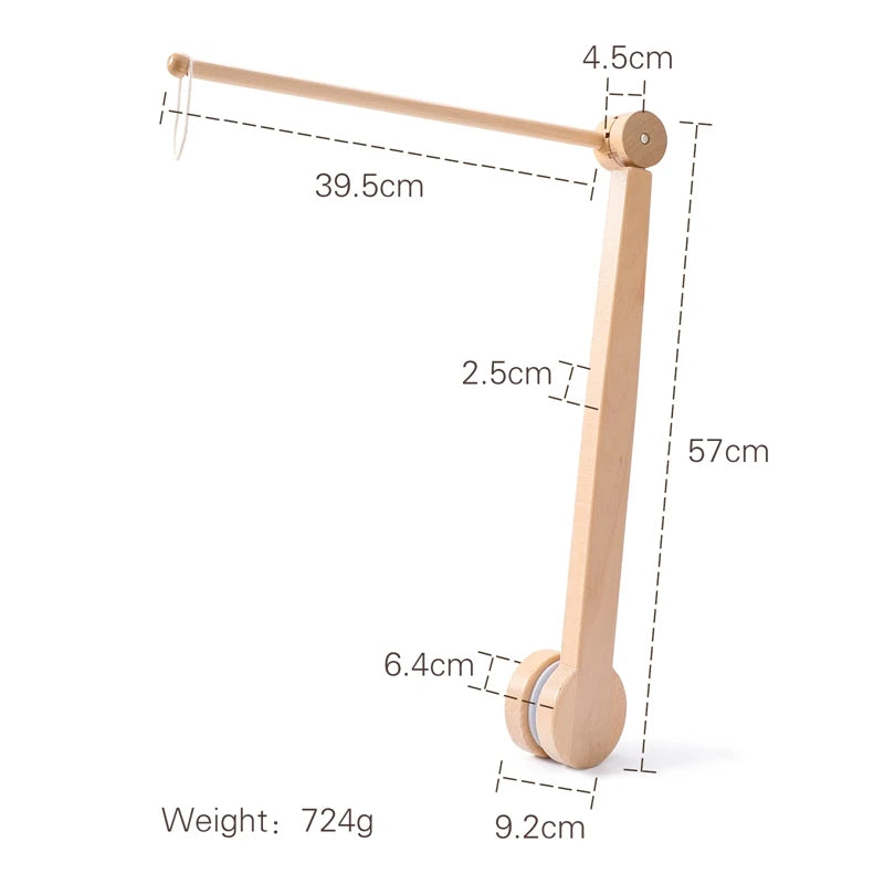 DIY Baby Crib Bed Bell Holder Arm Toy Imitation Wood Grain Infant Bed Decoration Toys Rotating Music Box Nut Screw Arm Bracket