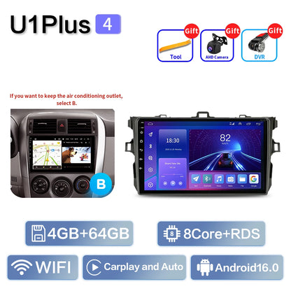 Carplay Android Auto for Toyota Corolla E140/150 2006 2007-2013 Multimedia Automotive Subwoofer Autoradio Android DSP 4G