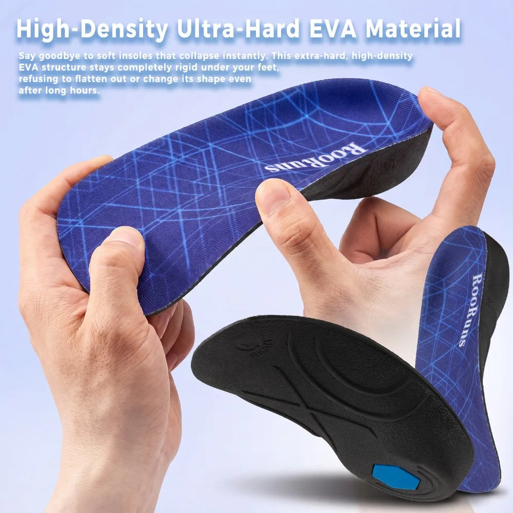 3/4 Plantar Fasciitis Orthotic Insoles, 330 LBS Firm Foot Support Insoles for Flat Feet, Heel Spurs, Overpronation, O/X-Legs